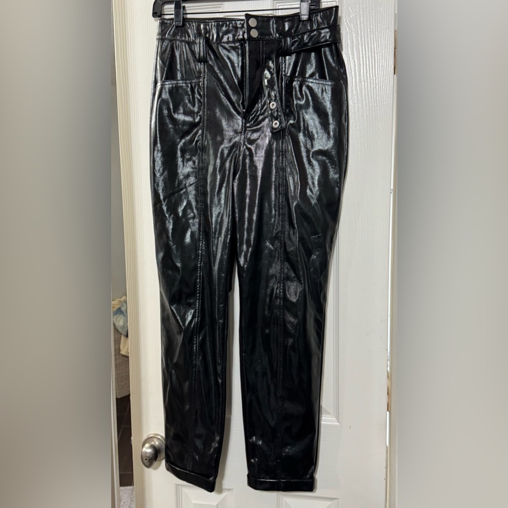High waisted patent pants